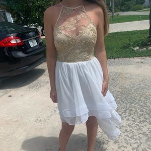 Gold and white dress